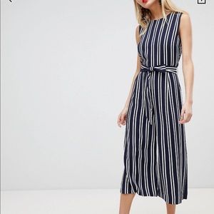 ASOS Navy and White Striped Jumpsuit